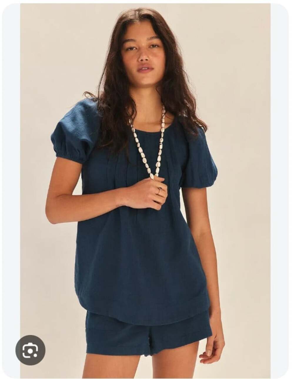 Free People Sunny Somewhere Shirt Shorts Set Womens Large Blue Boho 2 Piece